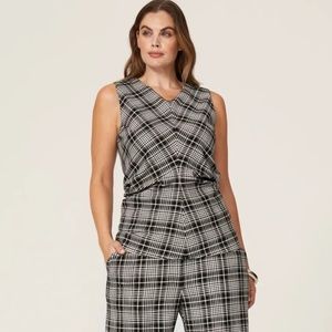 Tanya Taylor Plaid Heather Top Drape Waist